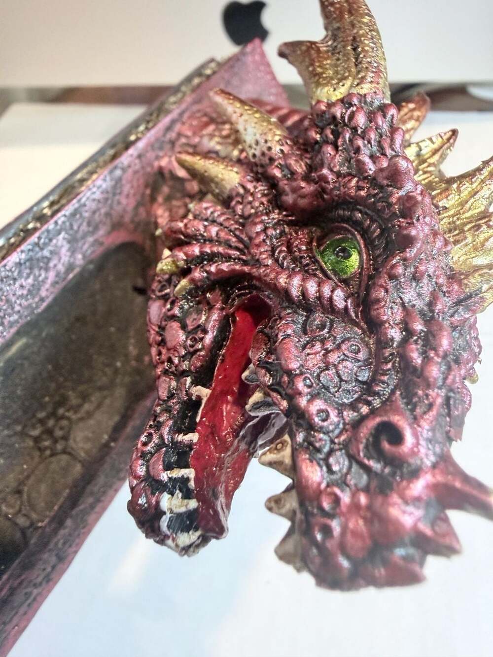 Red Dragon Incense Holder Ash Catcher Fantasy Decor